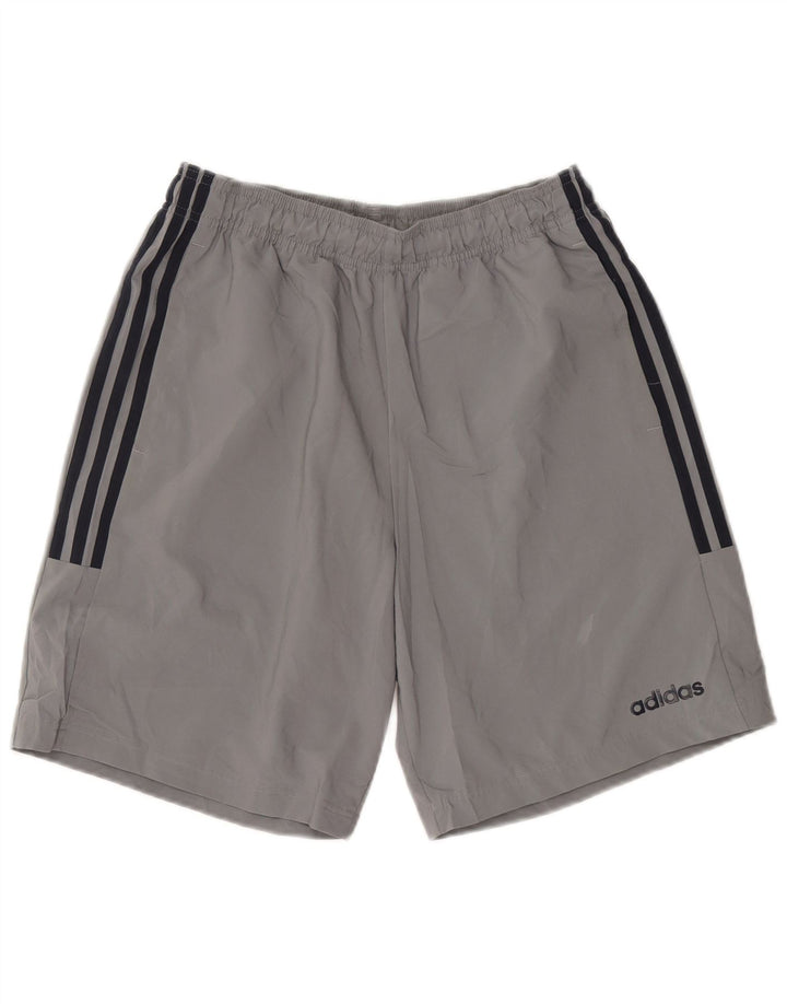 Shorts esportivos masculinos Adidas poliéster cinza médio
