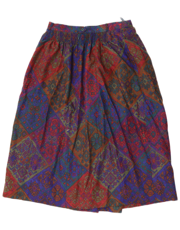 Saia feminina Basler cintura alta evasê W28 média multicolorida geométrica