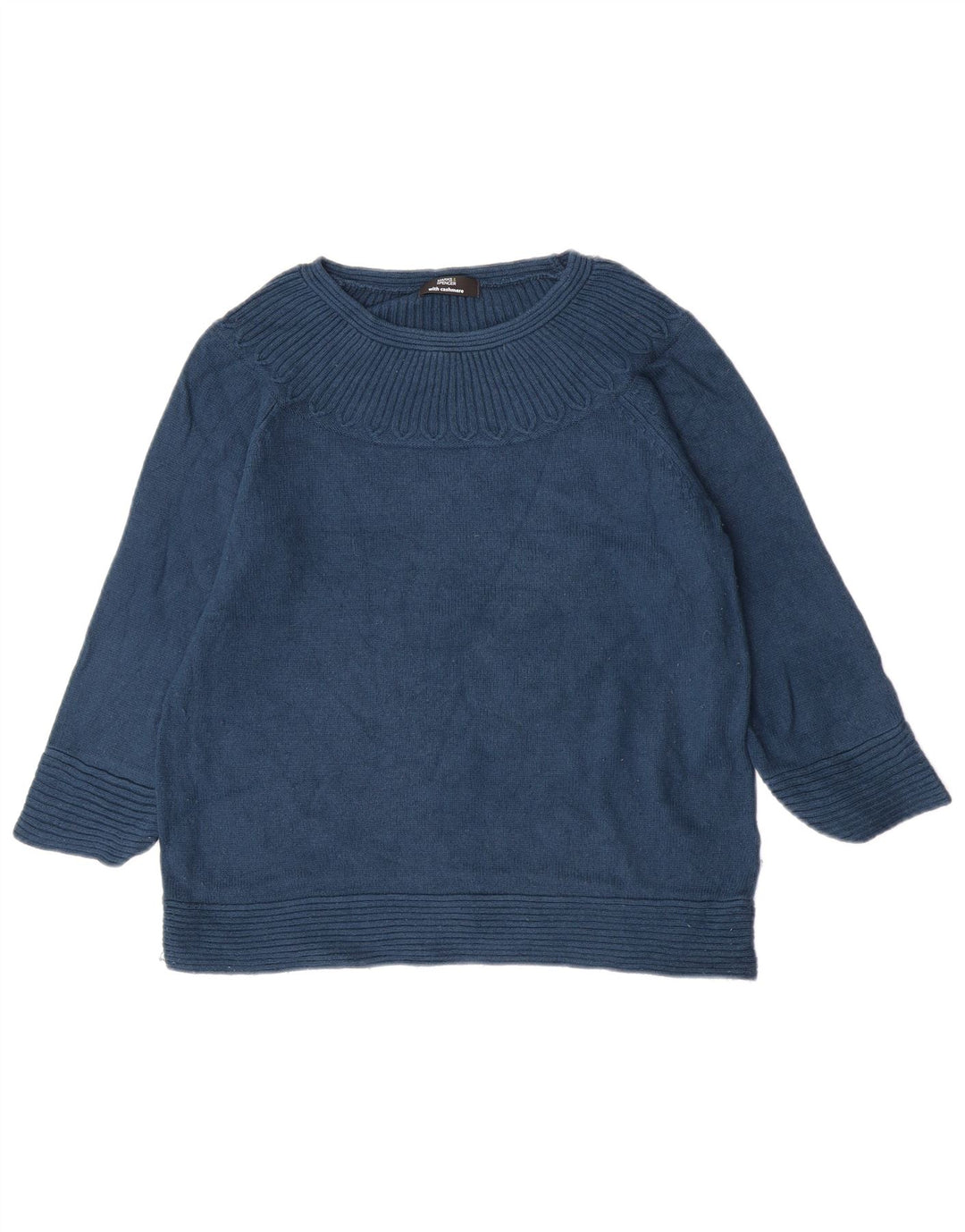 Suéter feminino Marks & Spencer com gola canoa Reino Unido 14 azul médio