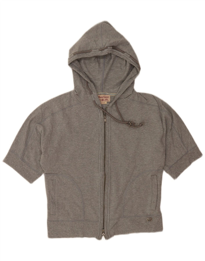 Suéter feminino Marlboro Classics com capuz e zíper UK 12 cinza médio