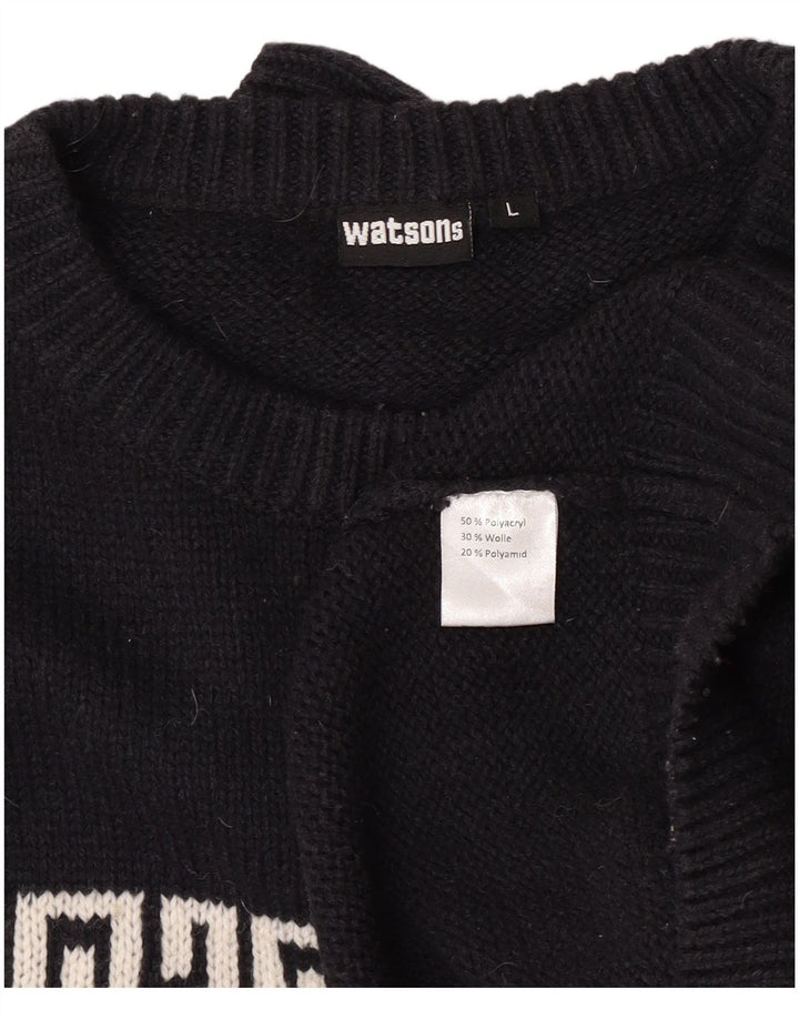 Suéter masculino Watson's com gola redonda grande preto Fair Isle poliacrílico