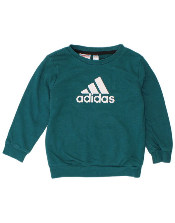 Suéter gráfico Adidas Boys 3-4 anos algodão verde