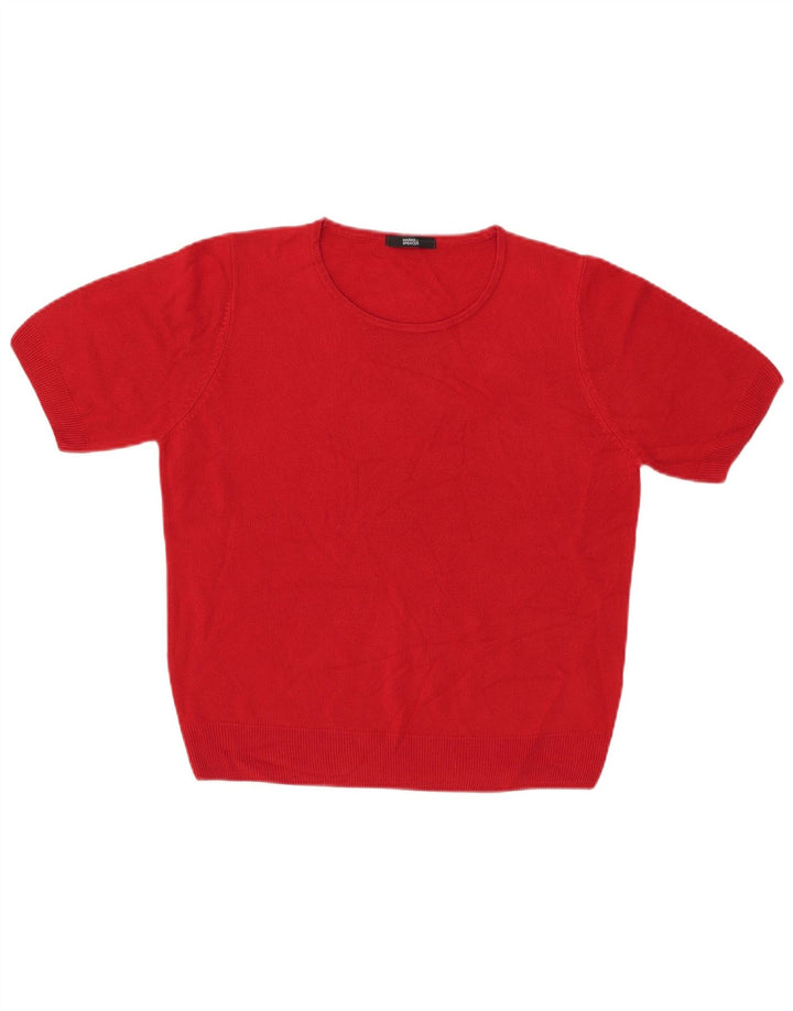 Suéter feminino Marks & Spencer com gola redonda Reino Unido 16 grande vermelho