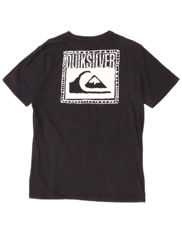 Camiseta masculina Quiksilver Regular Fit com estampa gráfica grande de algodão preto