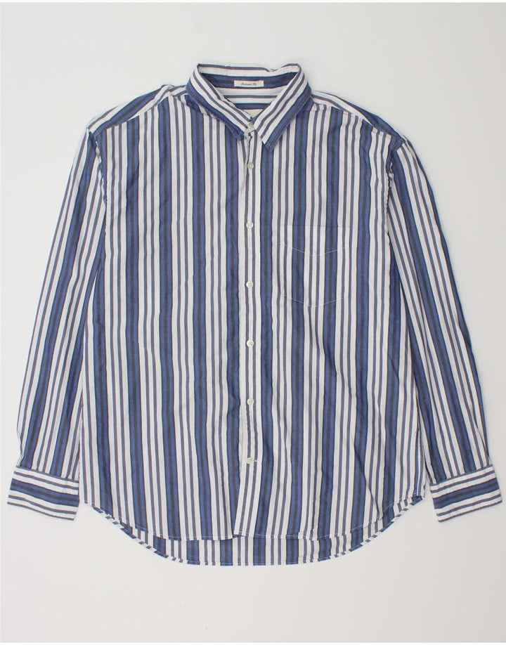 Camisa masculina Gant com ajuste relaxado tamanho 39/40 algodão listrado azul médio