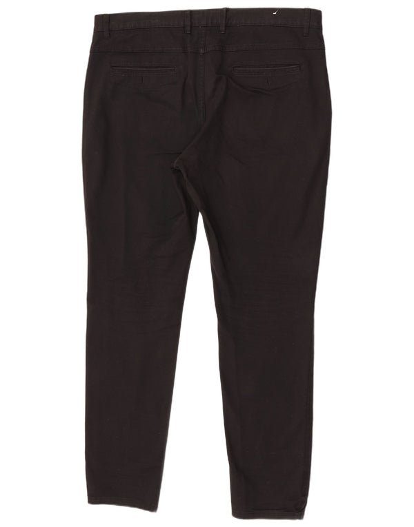 Zara Mens Slim Fit Chino Calças EU 46 XL W36 L32 Algodão Preto