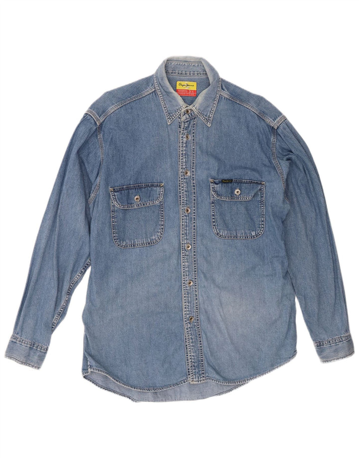 Camisa jeans masculina PEPE JEANS grande algodão azul