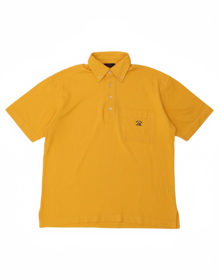 Camisa polo masculina PAUL & SHARK algodão amarelo médio