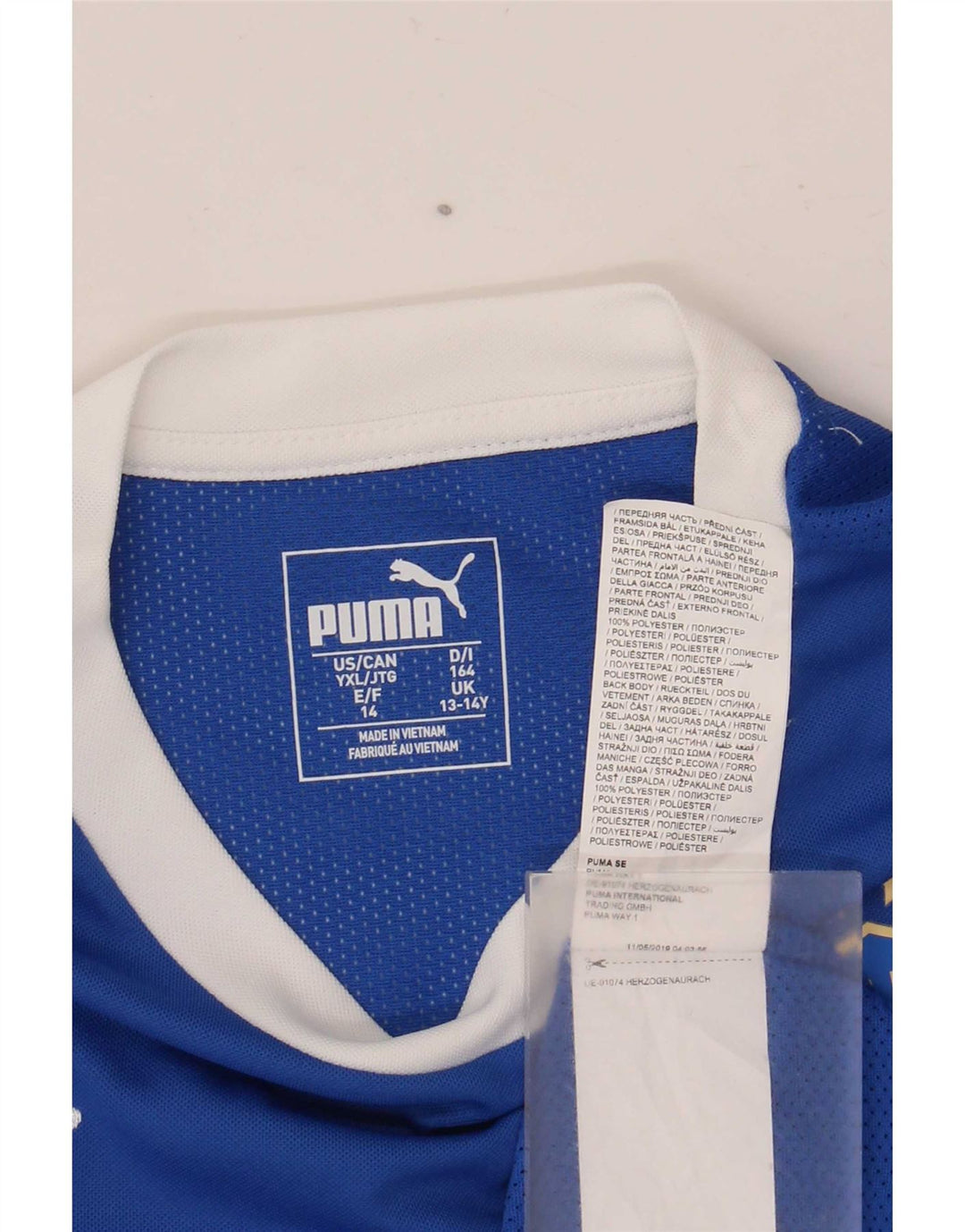 Camiseta Puma Boys Italia Graphic 13-14 Anos Azul Poliéster