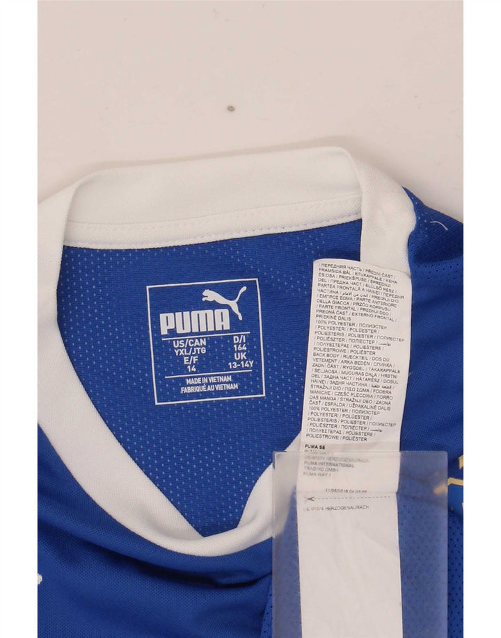 Camiseta Puma Boys Italia Graphic 13-14 Anos Azul Poliéster