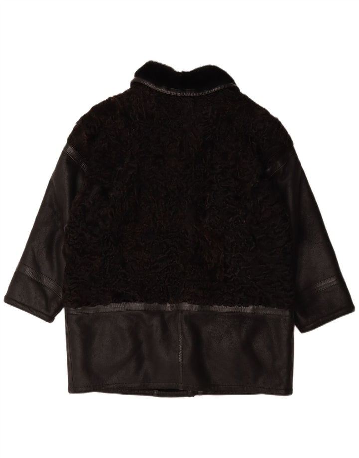Casaco feminino vintage grande IT 46 grande bloco colorido preto