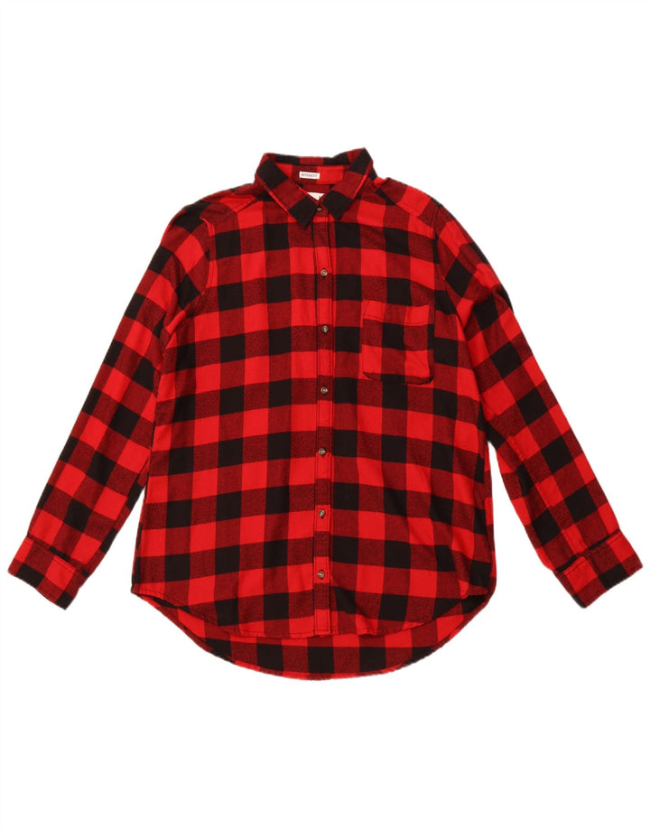 HOLLISTER Camisa feminina de flanela Boyfriend Fit Reino Unido 14 Médio Vermelho Gingham