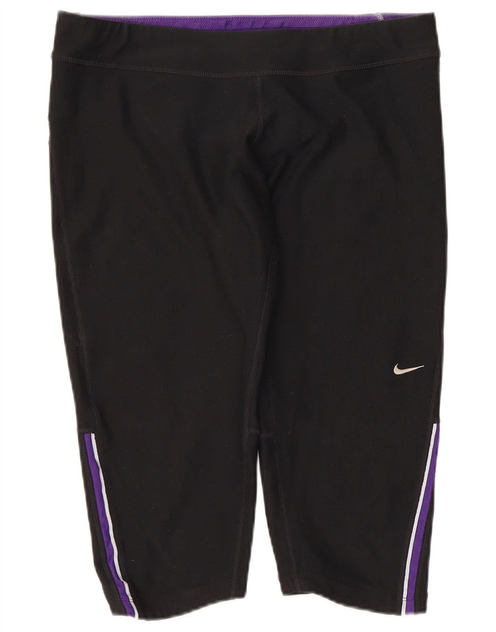 Bermuda esportiva Nike Dri Fit feminina UK 14 grande poliéster preto
