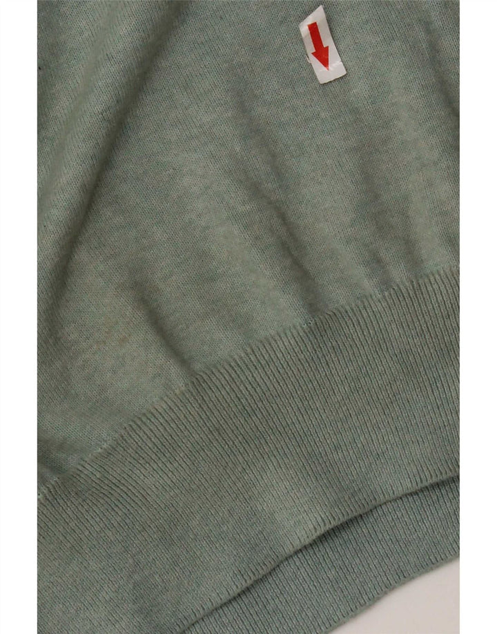 Suéter masculino Marks & Spencer com gola canoa de algodão verde médio