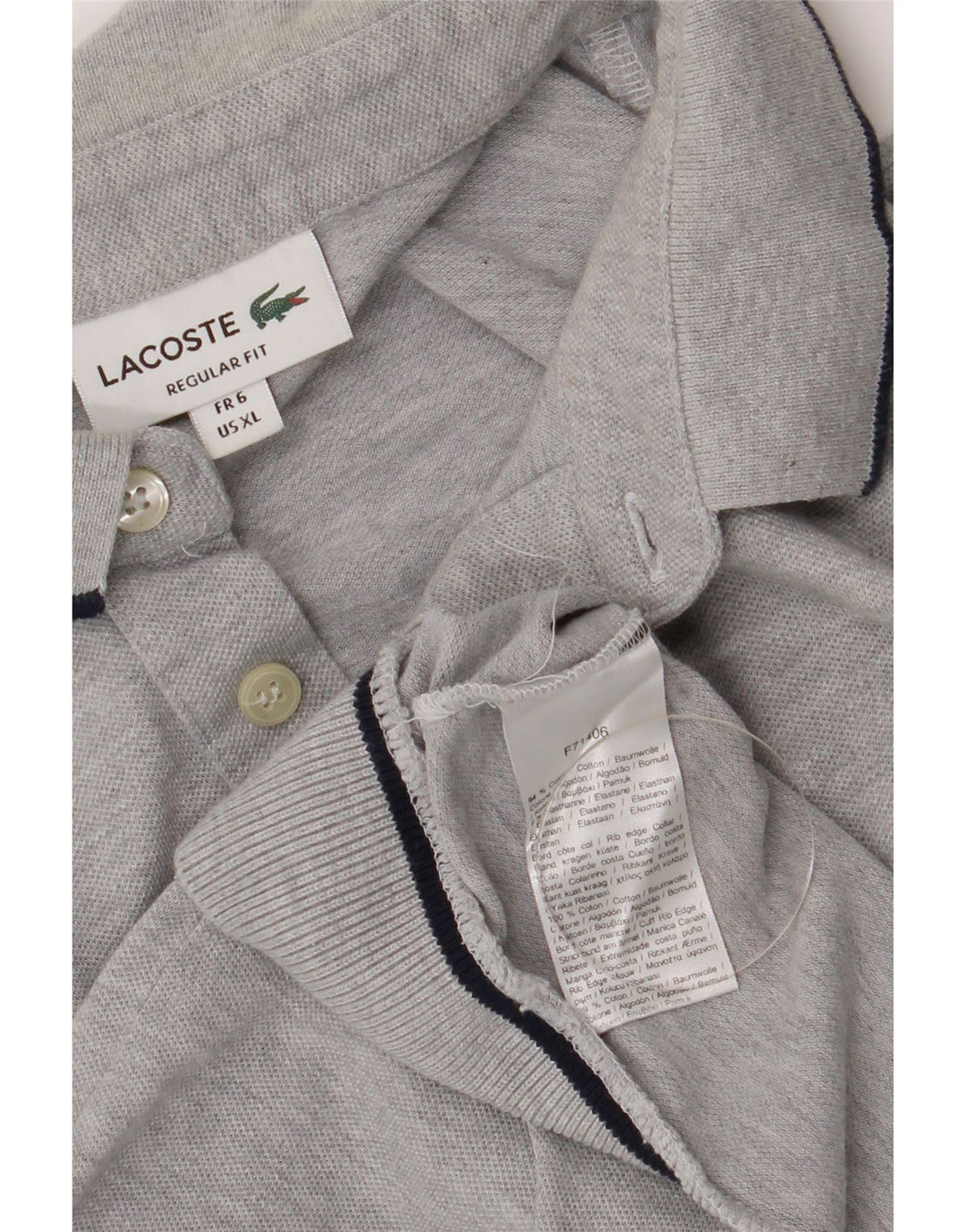 Camisa polo masculina Lacoste Regular Fit tamanho 6 XL cinza algodão
