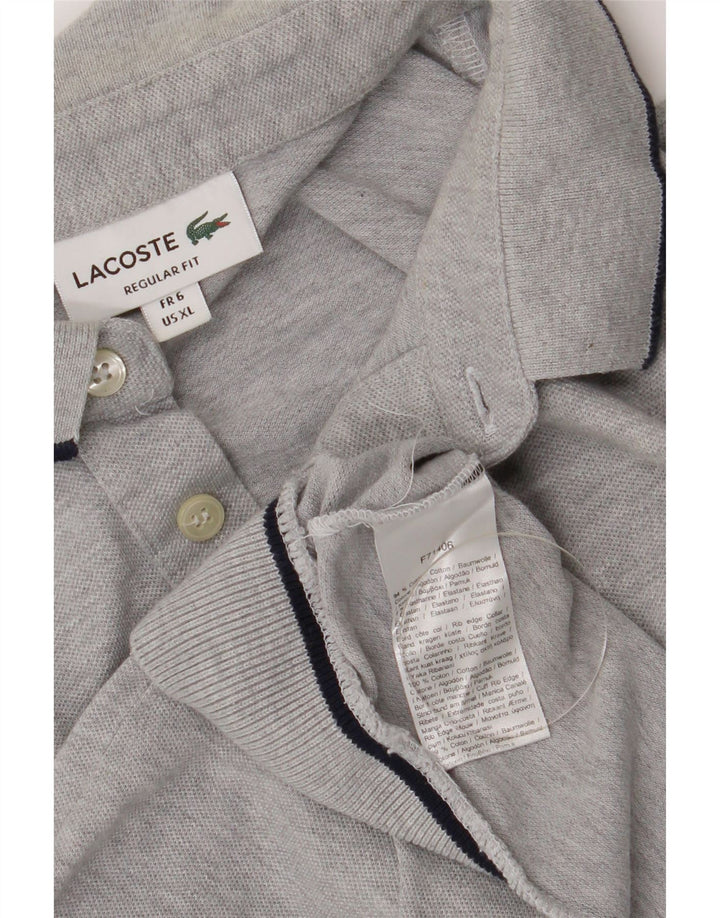 Camisa polo masculina Lacoste Regular Fit tamanho 6 XL cinza algodão