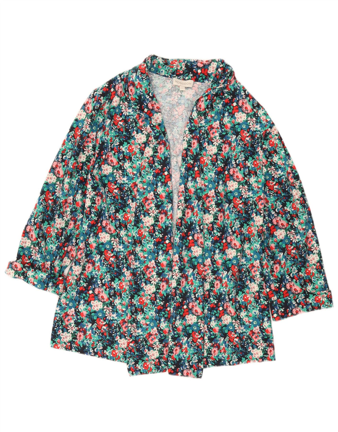 Jaqueta blazer aberta feminina MONSOON Reino Unido 14 médio floral multicolorido