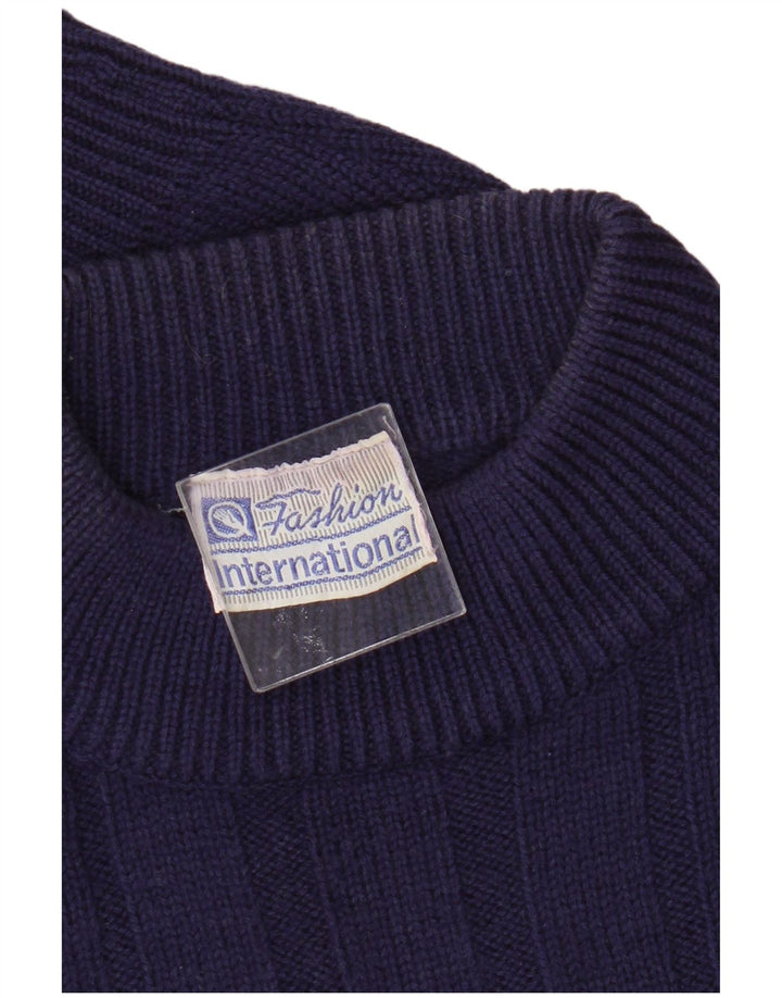 Suéter vintage masculino com gola redonda UE 52 grande lã roxa