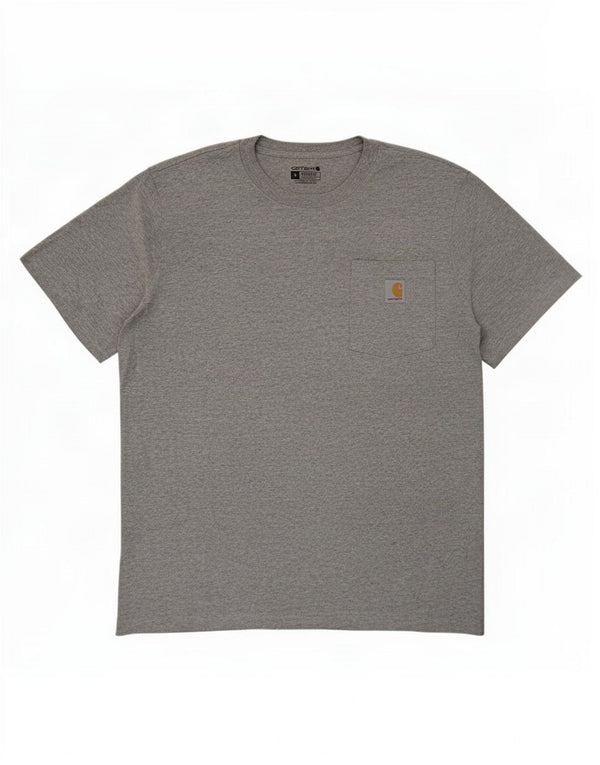 Camiseta masculina Carhartt com ajuste relaxado, top cinza médio de algodão