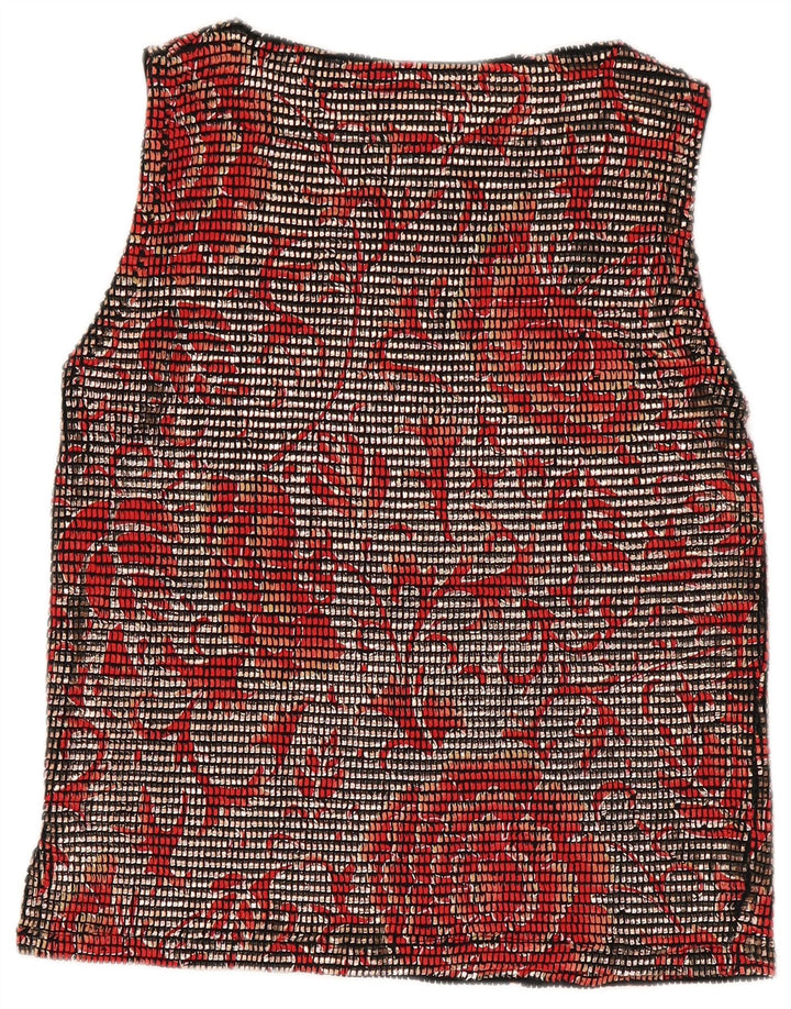 Blusa feminina sem mangas Pancaldi & B UK 12 médio vermelho floral