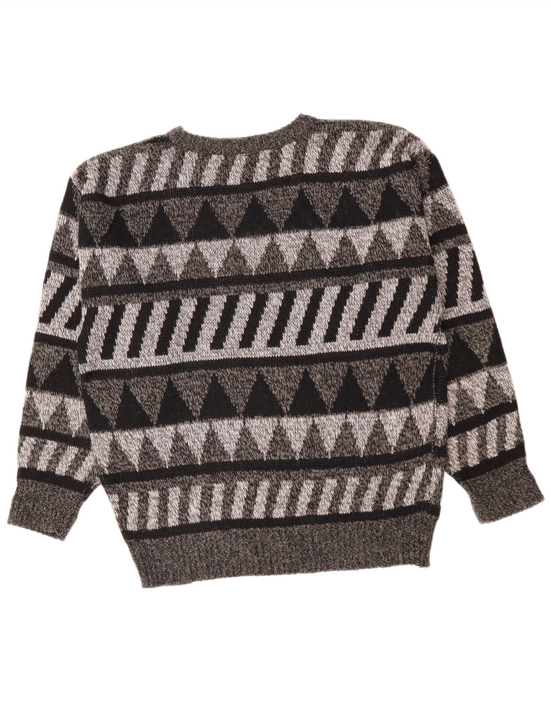 Suéter masculino vintage com gola redonda IT 52 grande cinza geométrico