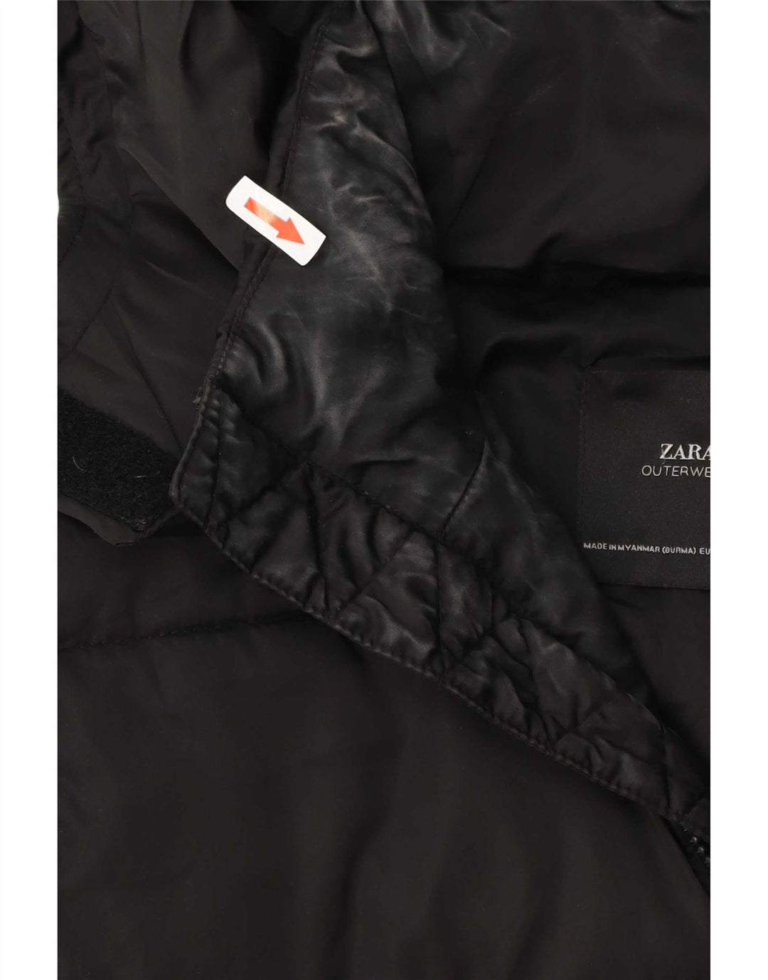 Jaqueta anorak acolchoada com capuz grande Zara feminina Reino Unido 10 pequena preta