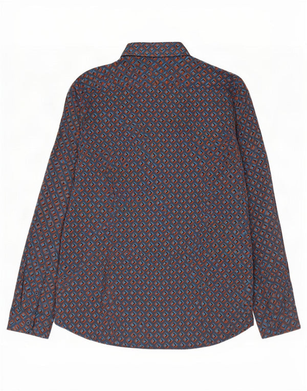 Ted Baker Mens Shirt Size 6 2XL Navy Blue Geometric Cotton