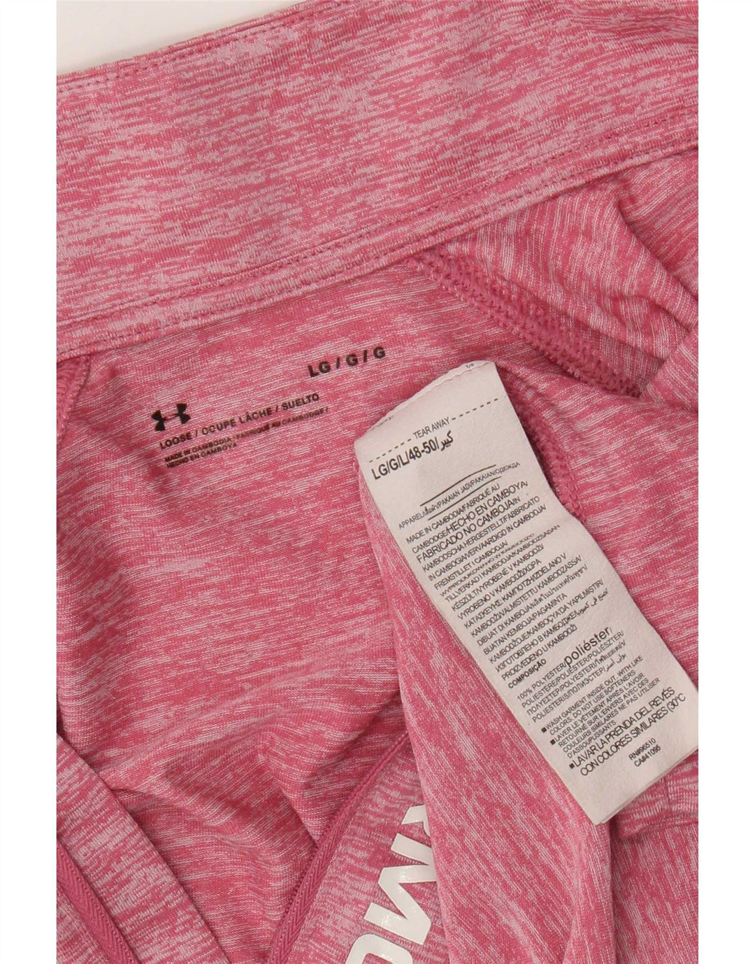 Under Armour feminino gráfico pulôver agasalho top UK 14 grande rosa manchado