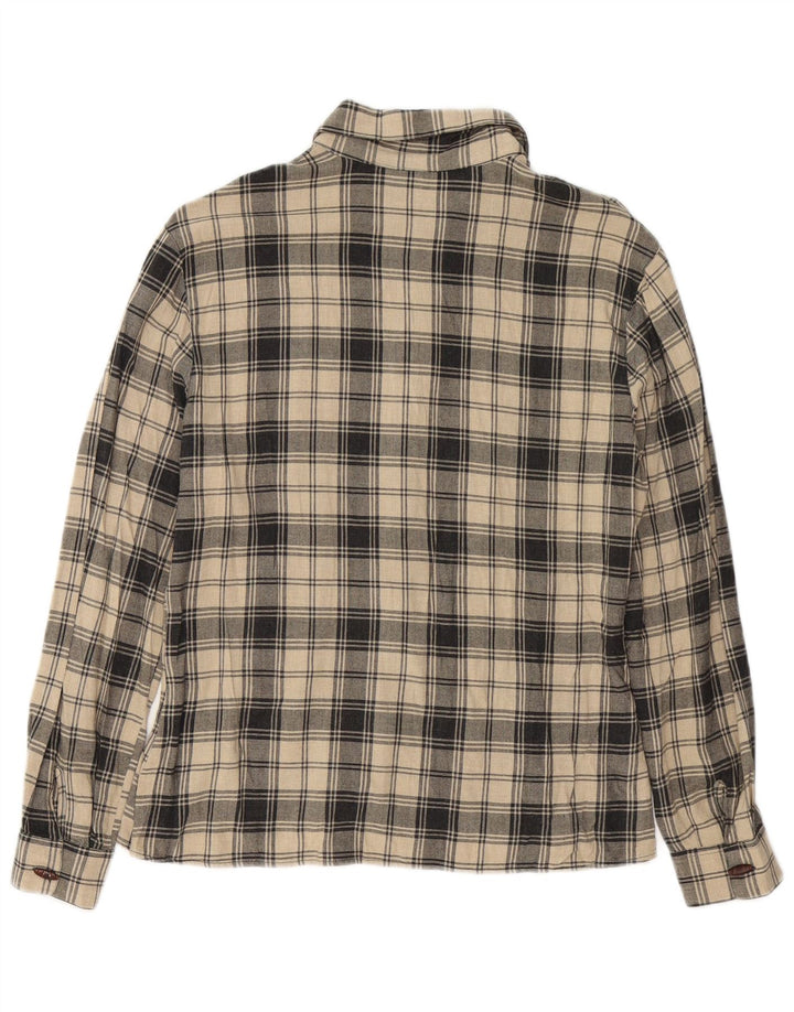Camisa feminina Benetton IT 44 viscose xadrez bege médio