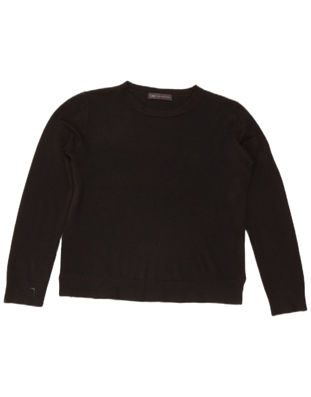 Suéter feminino Marks & Spencer com gola redonda Reino Unido 14 acrílico preto médio