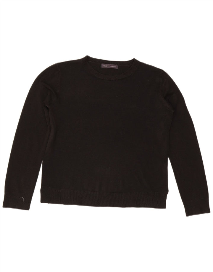 Suéter feminino Marks & Spencer com gola redonda Reino Unido 14 acrílico preto médio