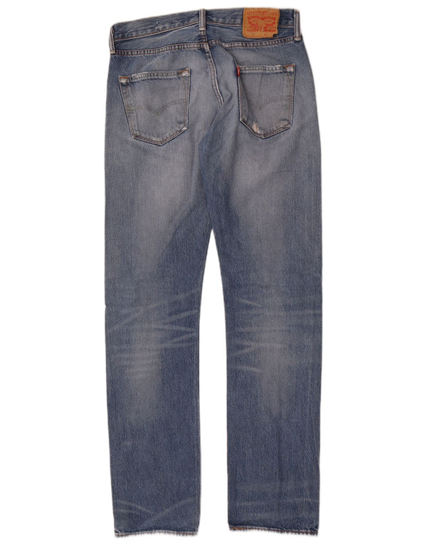 Calça Jeans Levis Masculina Distressed Straight W30 L34 Azul Algodão