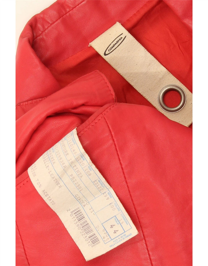 Jaqueta blazer feminina de couro com 2 botões Compagnia IT 44 couro vermelho médio