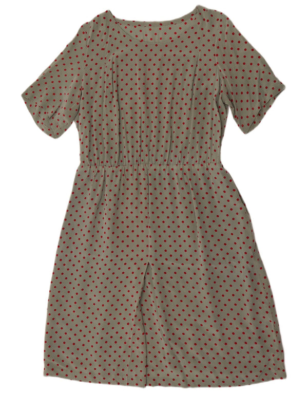 Vestido vintage feminino linha A UK 18 XL verde manchado