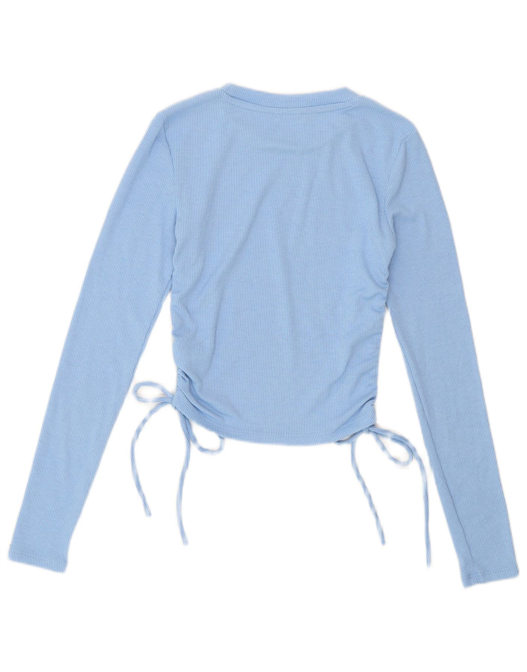 Zara Blusa Feminina Crop Manga Longa Top Reino Unido 8 Pequeno Azul Poliéster