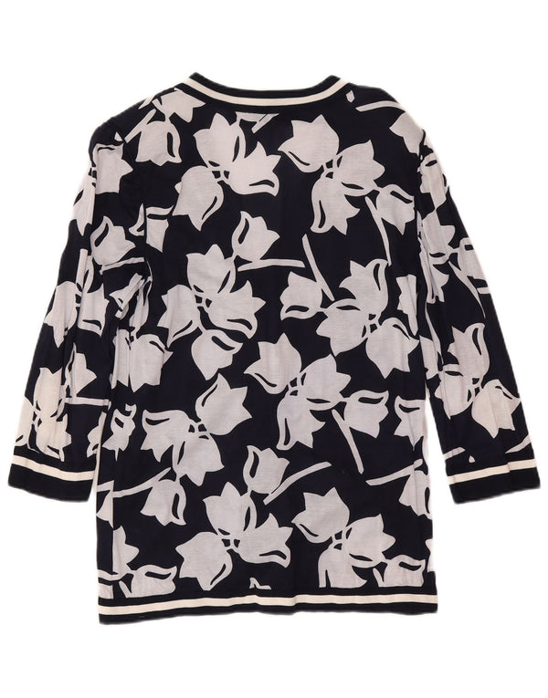 Suéter cardigã feminino Avagolf manga 3/4 IT 46 grande azul marinho floral