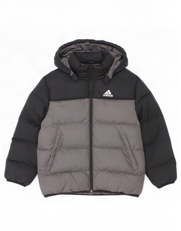 Jaqueta acolchoada com capuz Adidas meninos 6-7 anos preto colorblock poliéster
