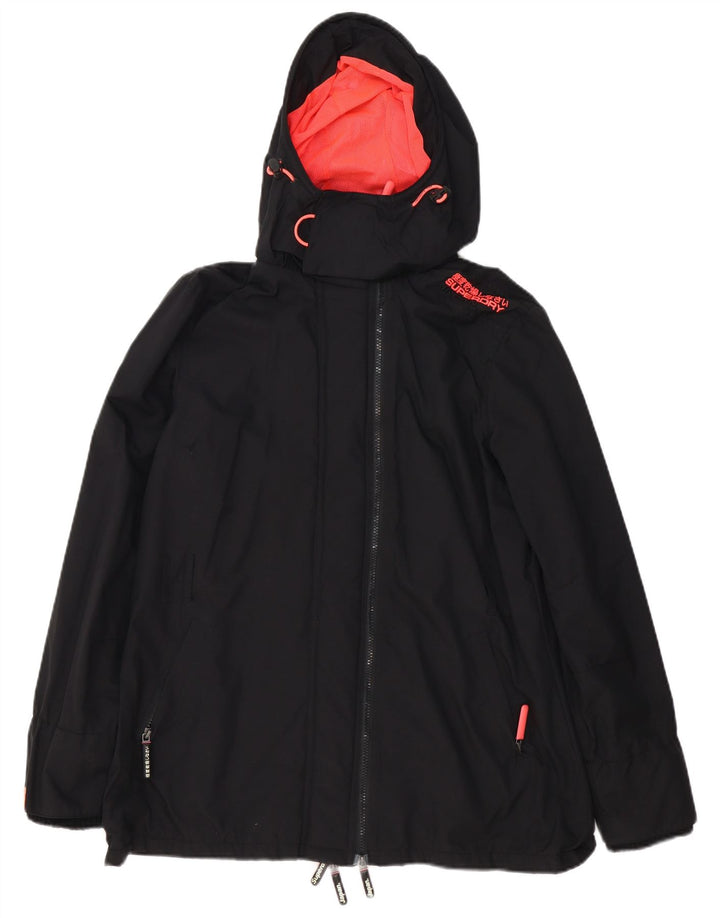 Jaqueta de chuva com capuz Superdry Womens The Windmac UK 18 XL preto poliéster