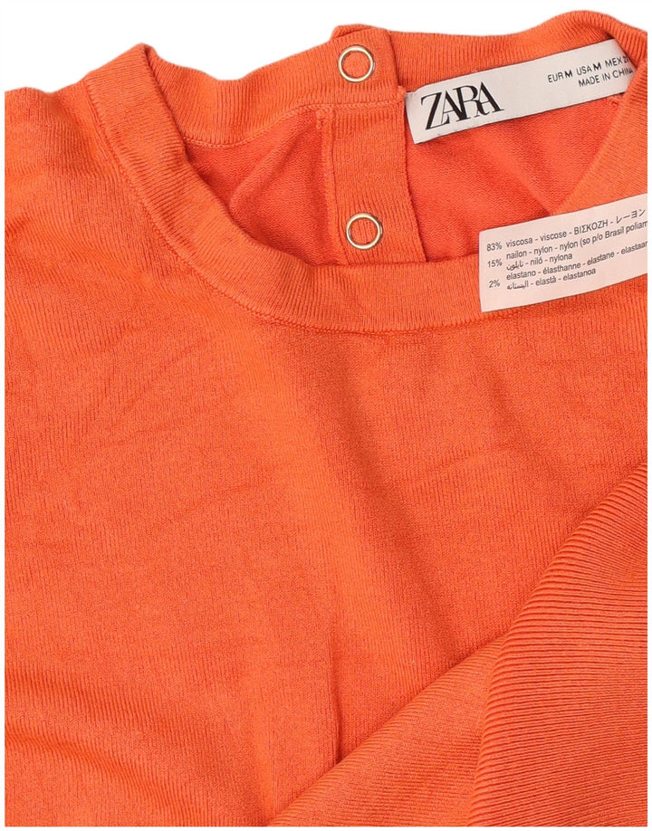 Zara Womens Vest Tank Top UK 14 Medium Orange Viscose