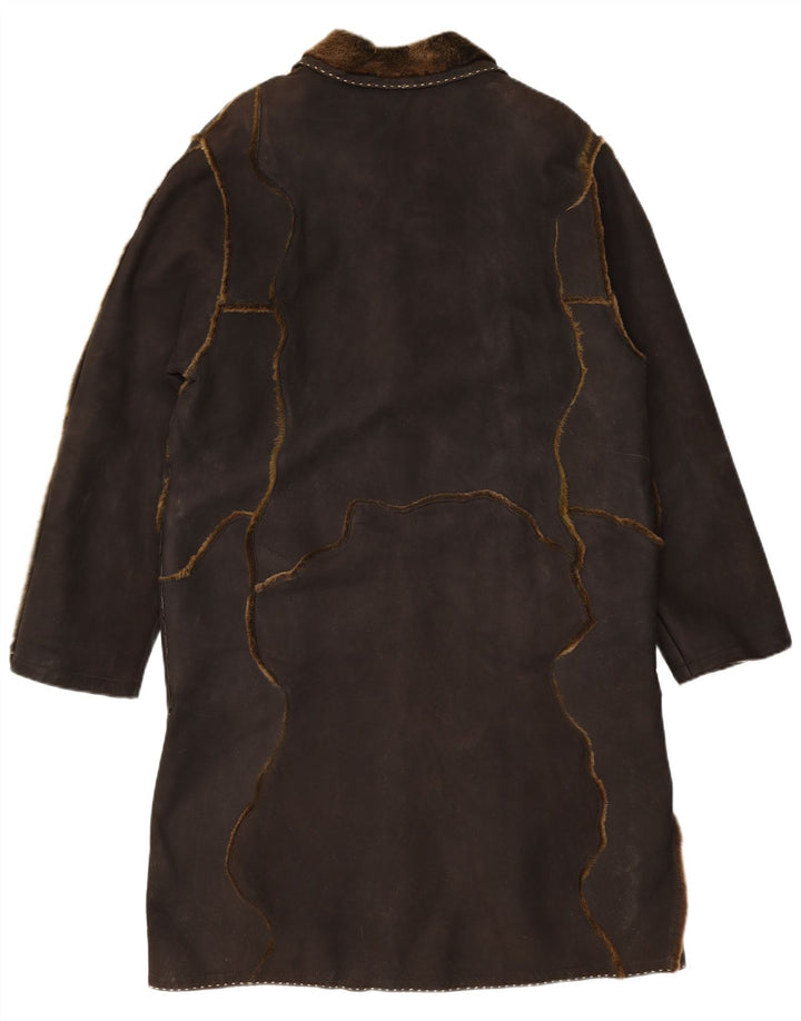 Sobretudo feminino de camurça VINTAGE Reino Unido 16 grande marrom