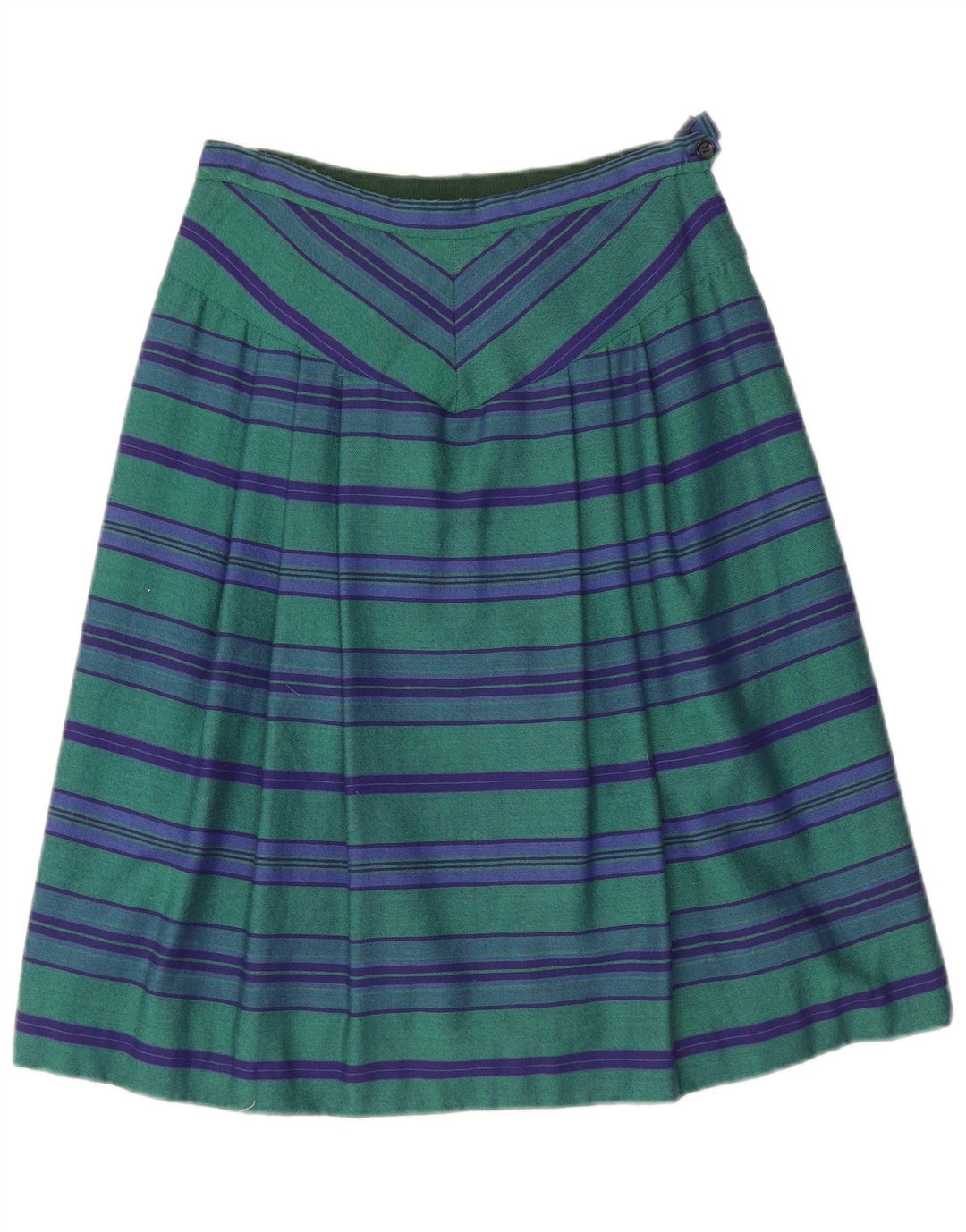 Saia feminina vintage linha A W28 listrada verde médio