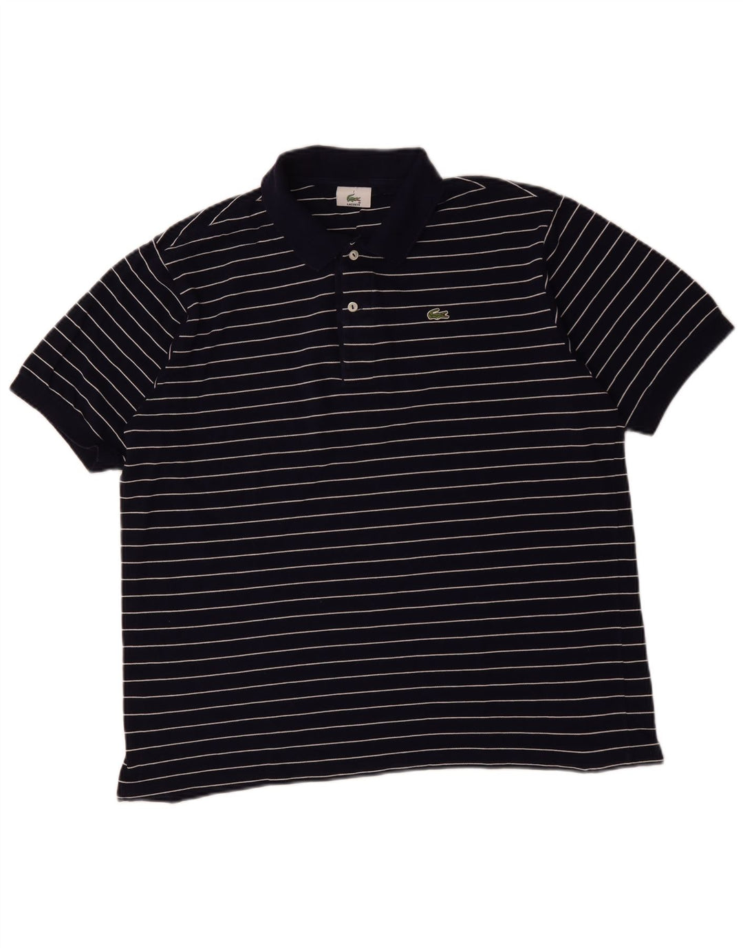 Camisa polo masculina Lacoste tamanho 7 2XL azul marinho listrado
