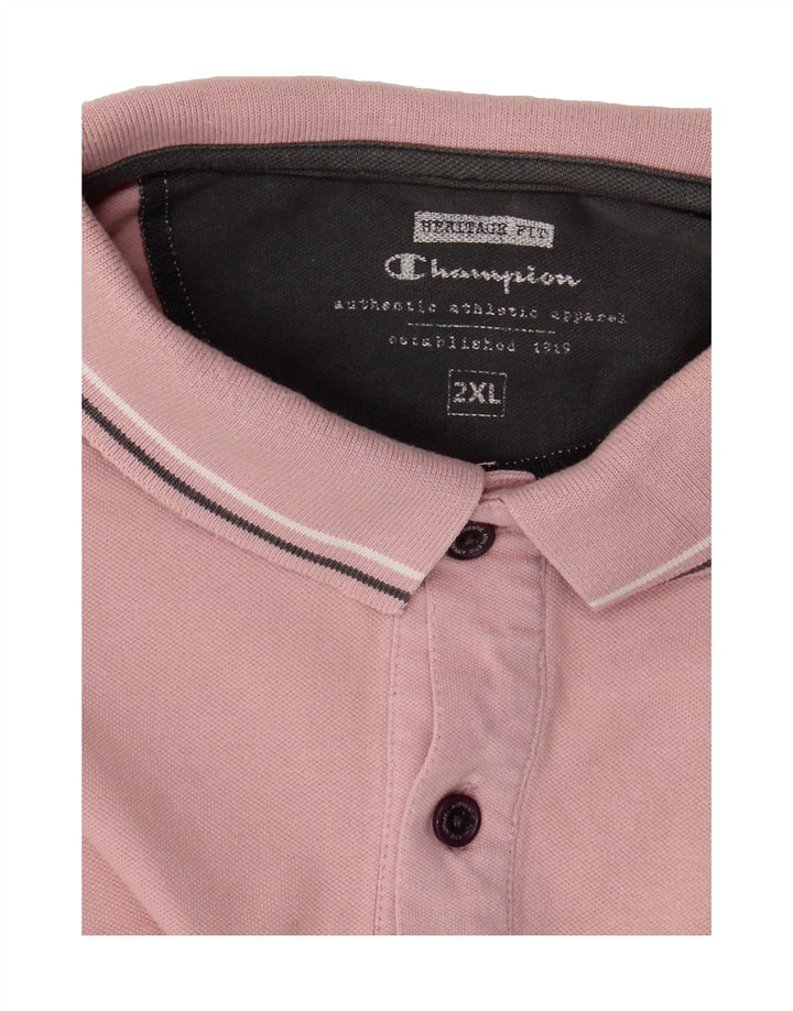 CHAMPION Mens Herritage Fit Polo Shirt 2XL Pink Vintage Champion and Second-Hand Champion from Messina Hembry 