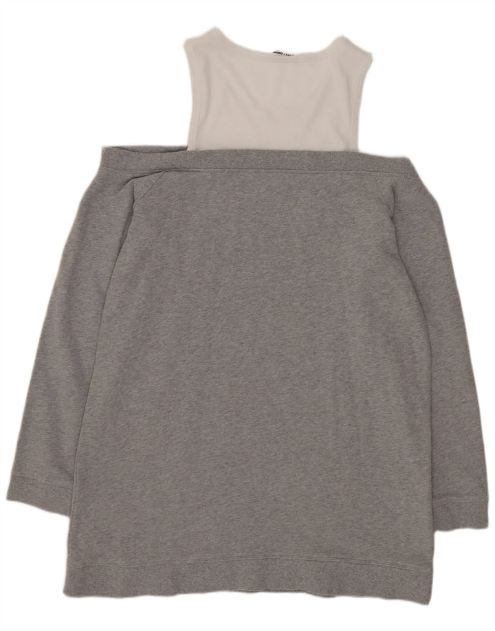 Dkny moletom feminino longline jumper UK 16 grande cinza colorblock