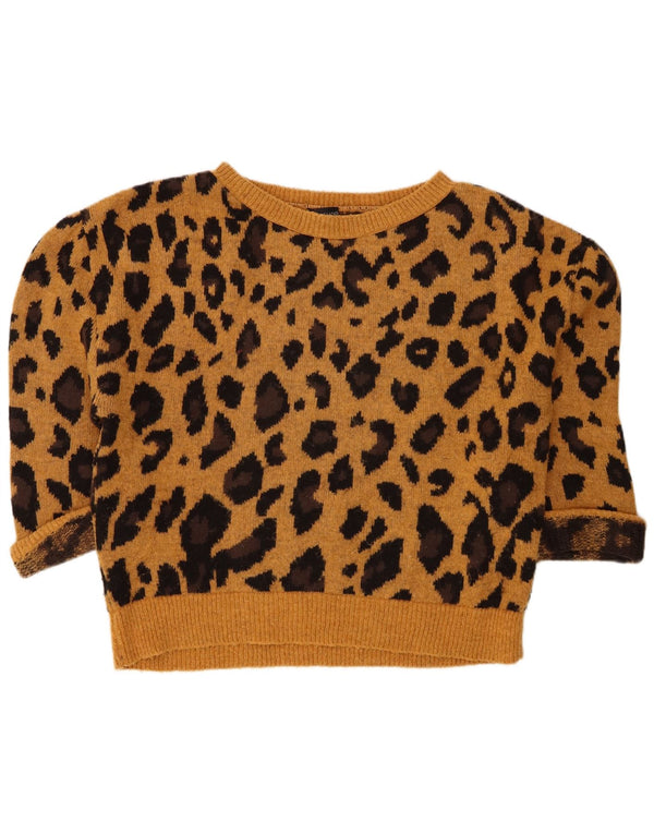 Suéter feminino Topshop manga 1/2 com gola canoa Reino Unido 14 grande marrom