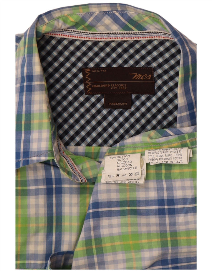 Camisa masculina de manga curta Marlboro Classics algodão xadrez verde médio