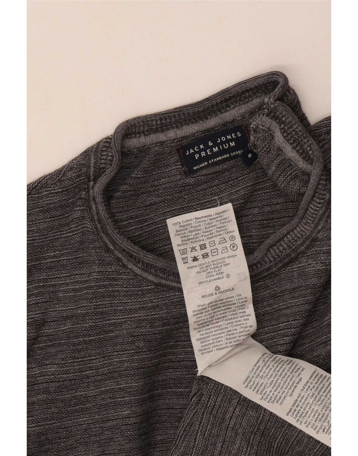 Suéter masculino Jack & Jones com gola redonda e algodão cinza pequeno