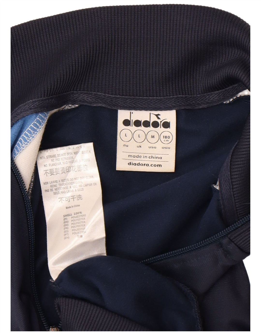 Diadora Mens Tracksuit Top Jacket Grande Azul Marinho Colourblock Poliéster