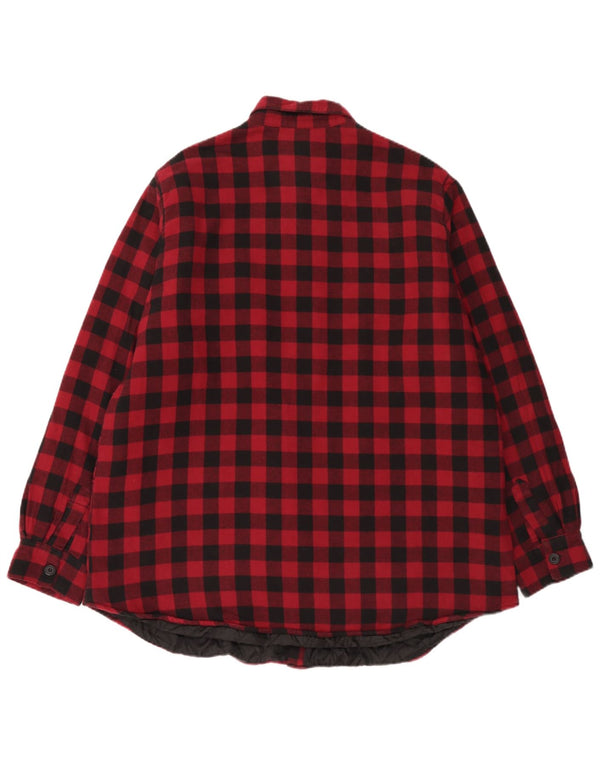 Camisa masculina de flanela de lenhador EMP 2XL algodão vermelho guingão
