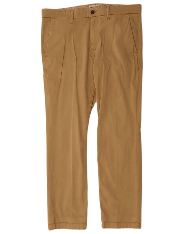 Calça chino reta feminina Timberland W34 L29 algodão bege